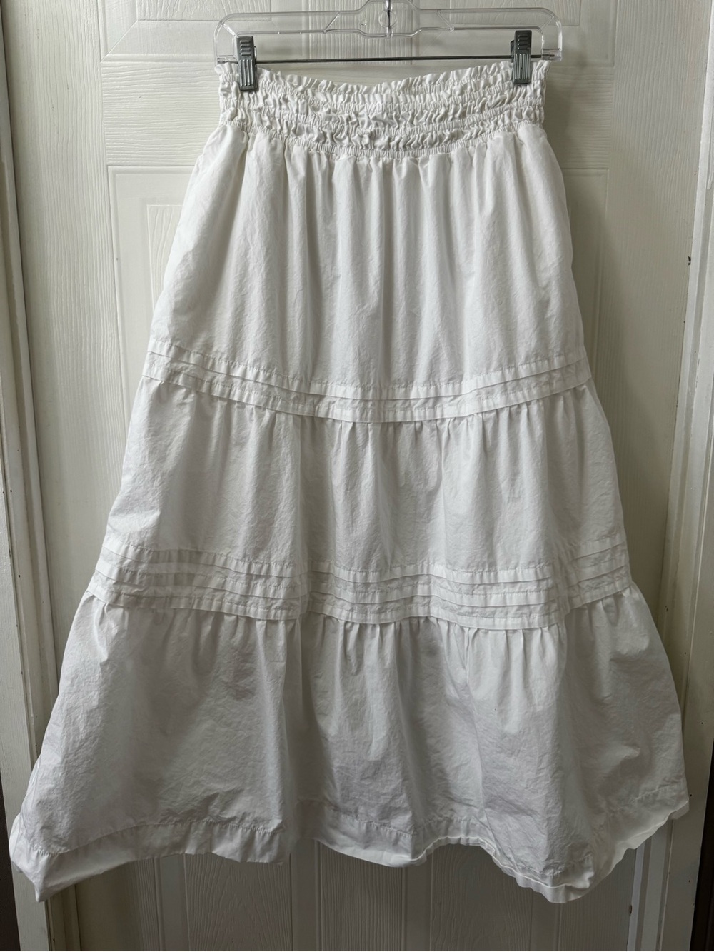 Quince White Tiered Maxi Skirt